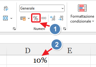 percentuale su cella vuota